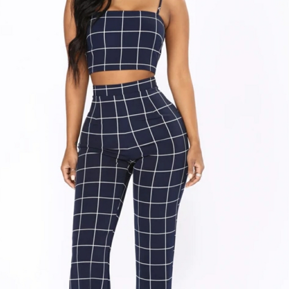Line By Line Pant Set Navy/White